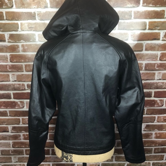 SOLD-Wilson women’s Hooded leather jacket - Picture 5 of 8